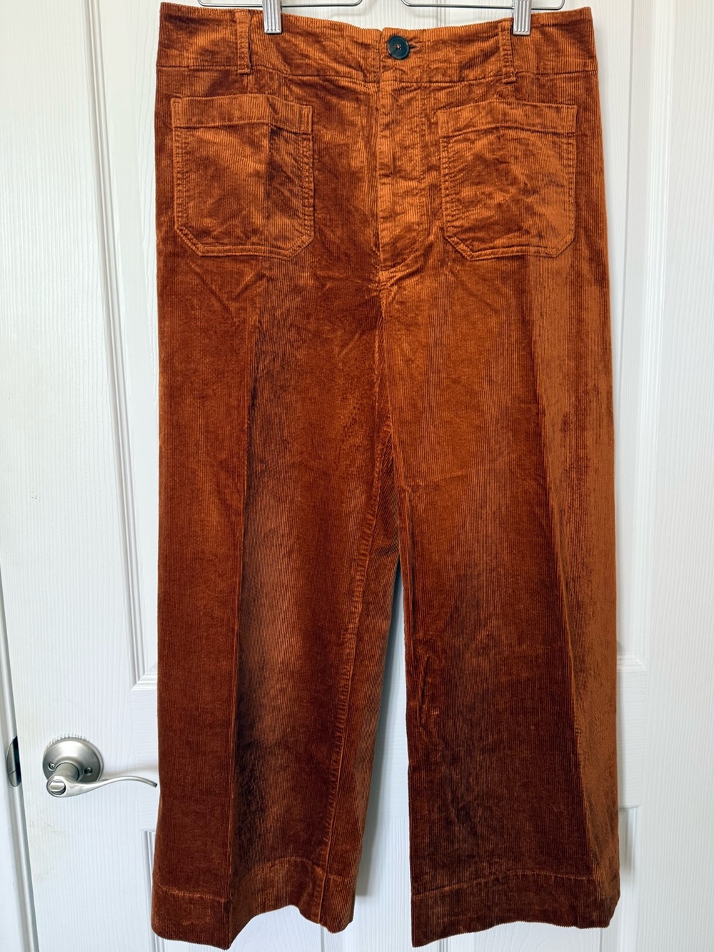 Maeve Wide-Leg Corduroy Pants in Burnt Orange